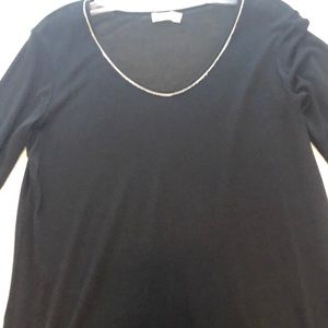 Vince black sweater with ivory trim S